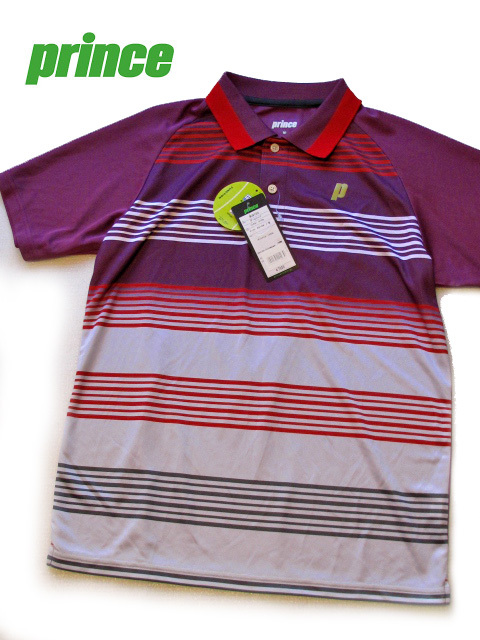 新品タグ付 Prince プリンス テニス・バドミントンウェア ACTIVE-PASSION／ボーダー ゲームシャツ ポロシャツ／ユニセックス(WU6104) M_画像6