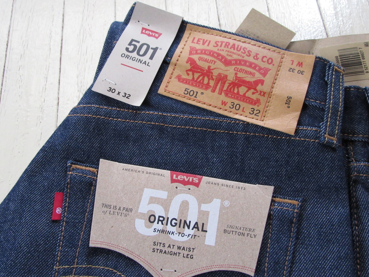 ★★★★★●●●￥13200 新品 Levi's リーバイス 501 オリジナルフィット ストレートデニムパンツ リジッド SHRINK TO FIT w30 l32●●●_画像8