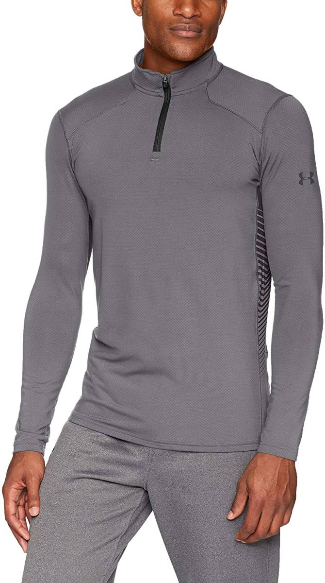 新品タグ付◆UNDER ARMOUR アンダーアーマー ビッグサイズ コールドギア リアクター 1/4ジップアップ XXL ホワイト系 長袖 袖襟裏ロゴ入り_色違い　GLY