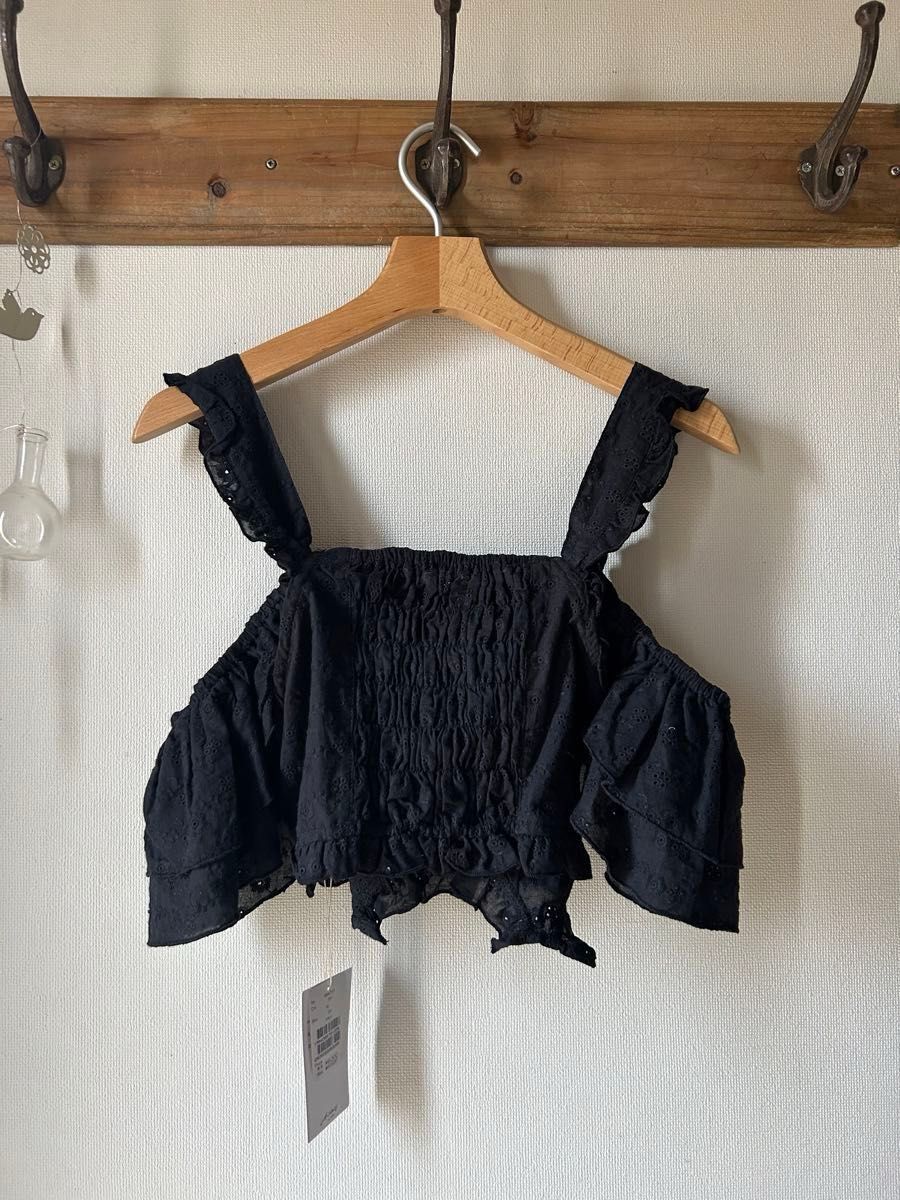 alice auaa ビスチェ ダブルボタン フリル ブラック オフショルダー Alley by w closet アリーバイダブルクローゼット カットワーク