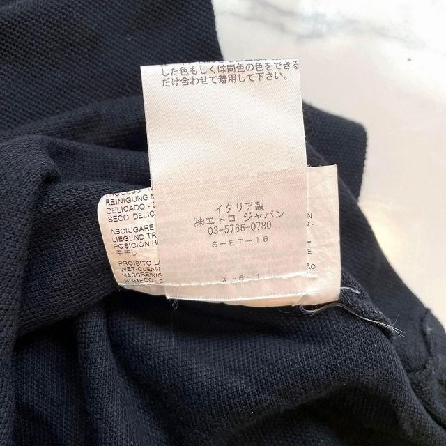 ETRO エトロ ポロシャツ サイズL メンズ ブラック色 ロゴ刺繍 ETRO エトロ ポロシャツ サイズL メンズ ブラック色 ロゴ刺繍