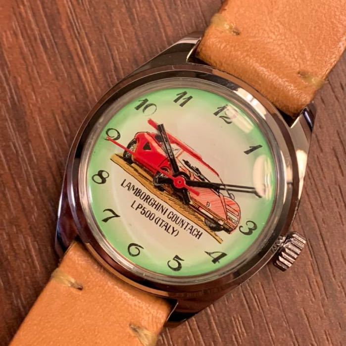 [ LAMBORGHINI ]COUNTACH LP500 Lamborghini counter k hand winding wristwatch Vintage 