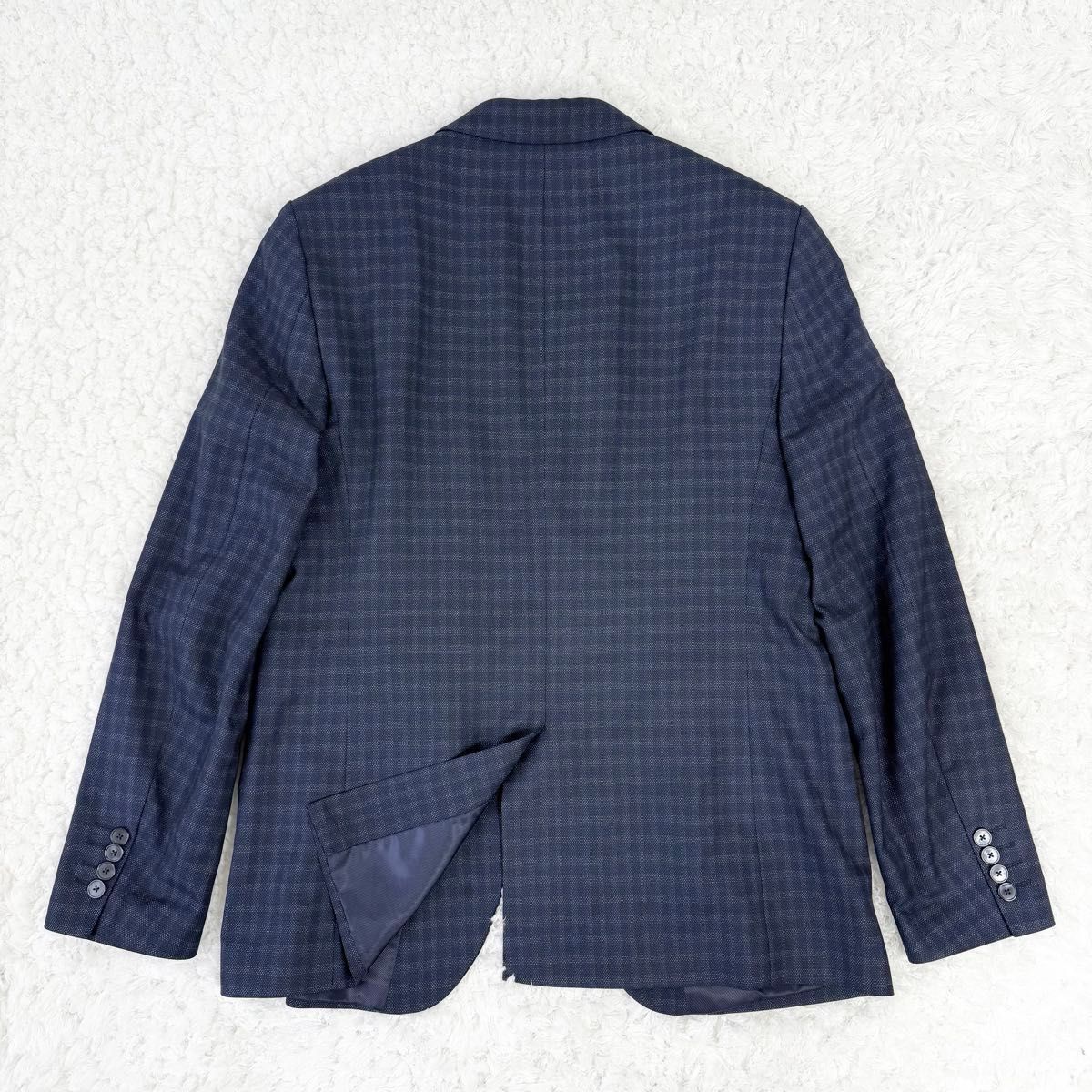 極美品】ZARA ザラ セットアップ スーツ チェック ネイビー 極美品】ZARA ザラ セットアップ スーツ チェック ネイビー