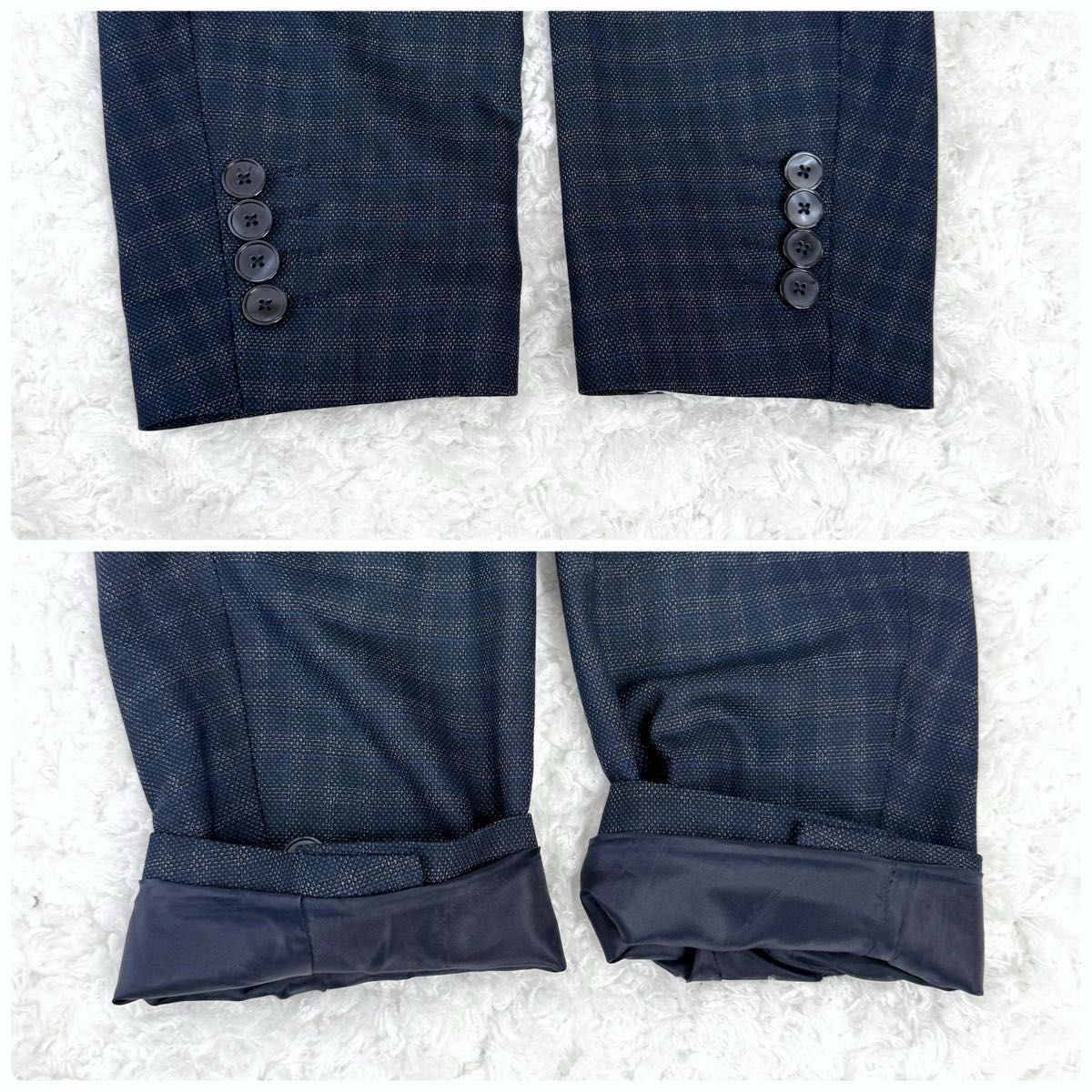 極美品】ZARA ザラ セットアップ スーツ チェック ネイビー 極美品】ZARA ザラ セットアップ スーツ チェック ネイビー