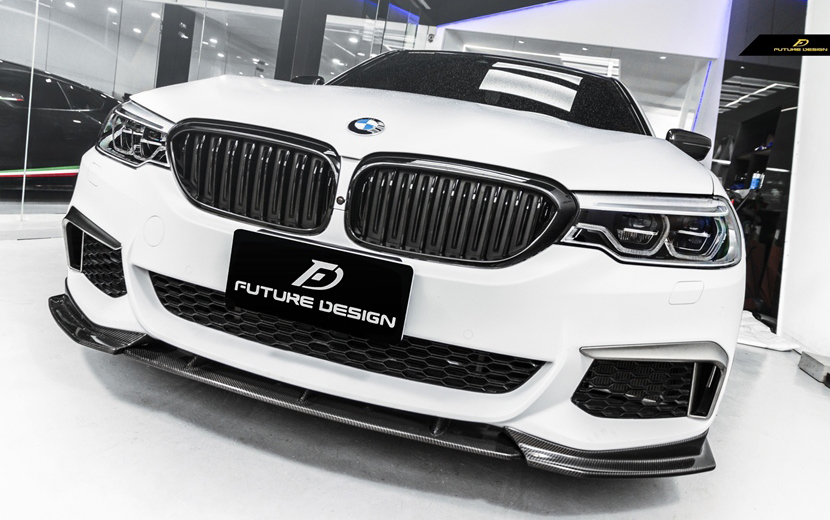 【FUTURE DESIGN正規品】BMW 5シリーズ G30 G31 Mスポーツ用FDGT フロントリップスポイラー 本物Drycarbon ドライカーボン 520 523 535 540_画像3