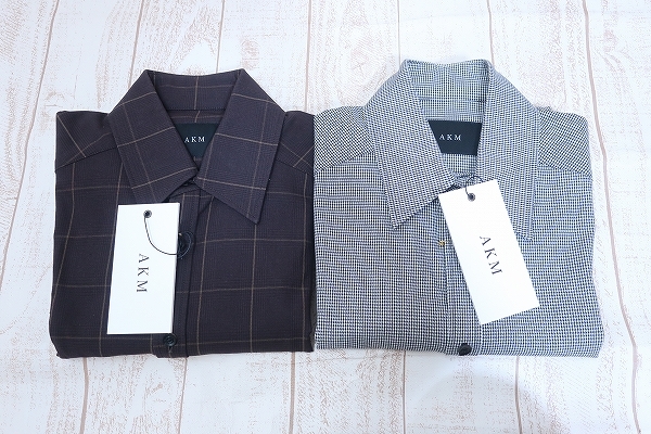 春先取りの stretch 2way AKM 6-5583/未使用品 HOUNDTOOTH ○ シャツ 2