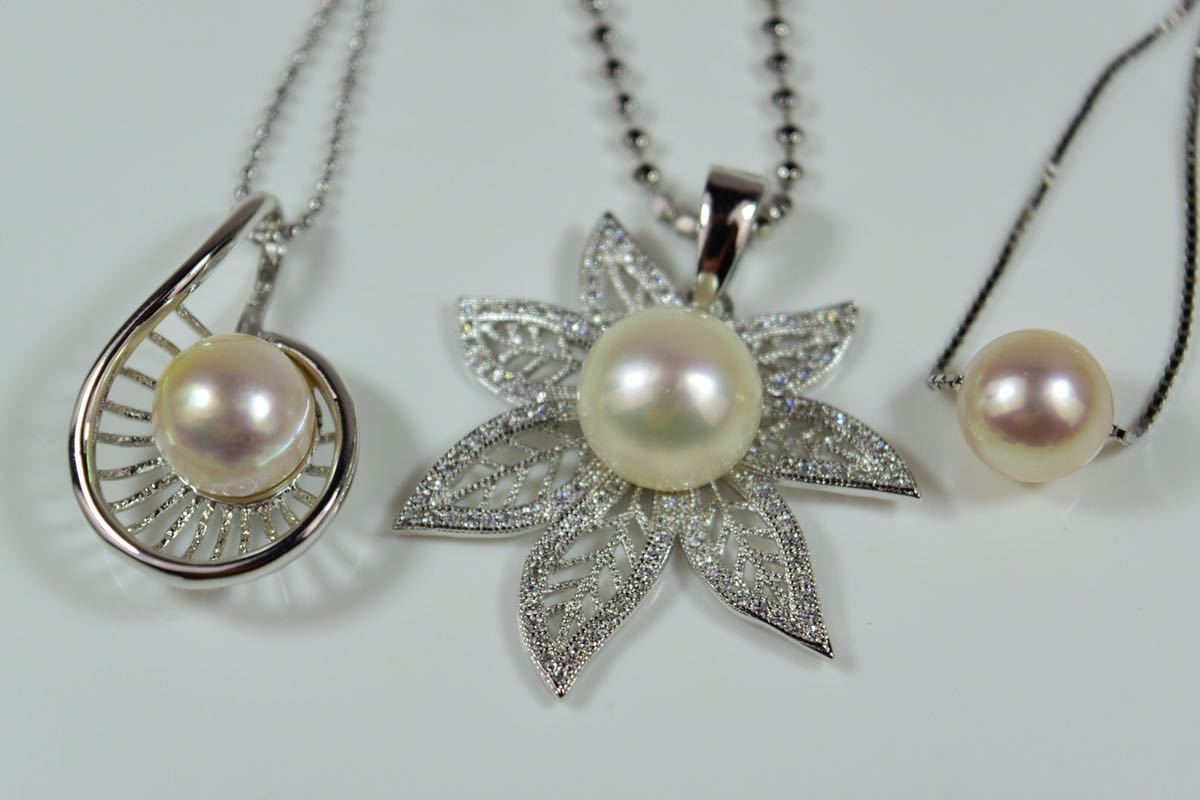 安価 - Yahoo!オークション K11 ネックレス3本 SILVER 本真珠 美品 アコヤ真珠
