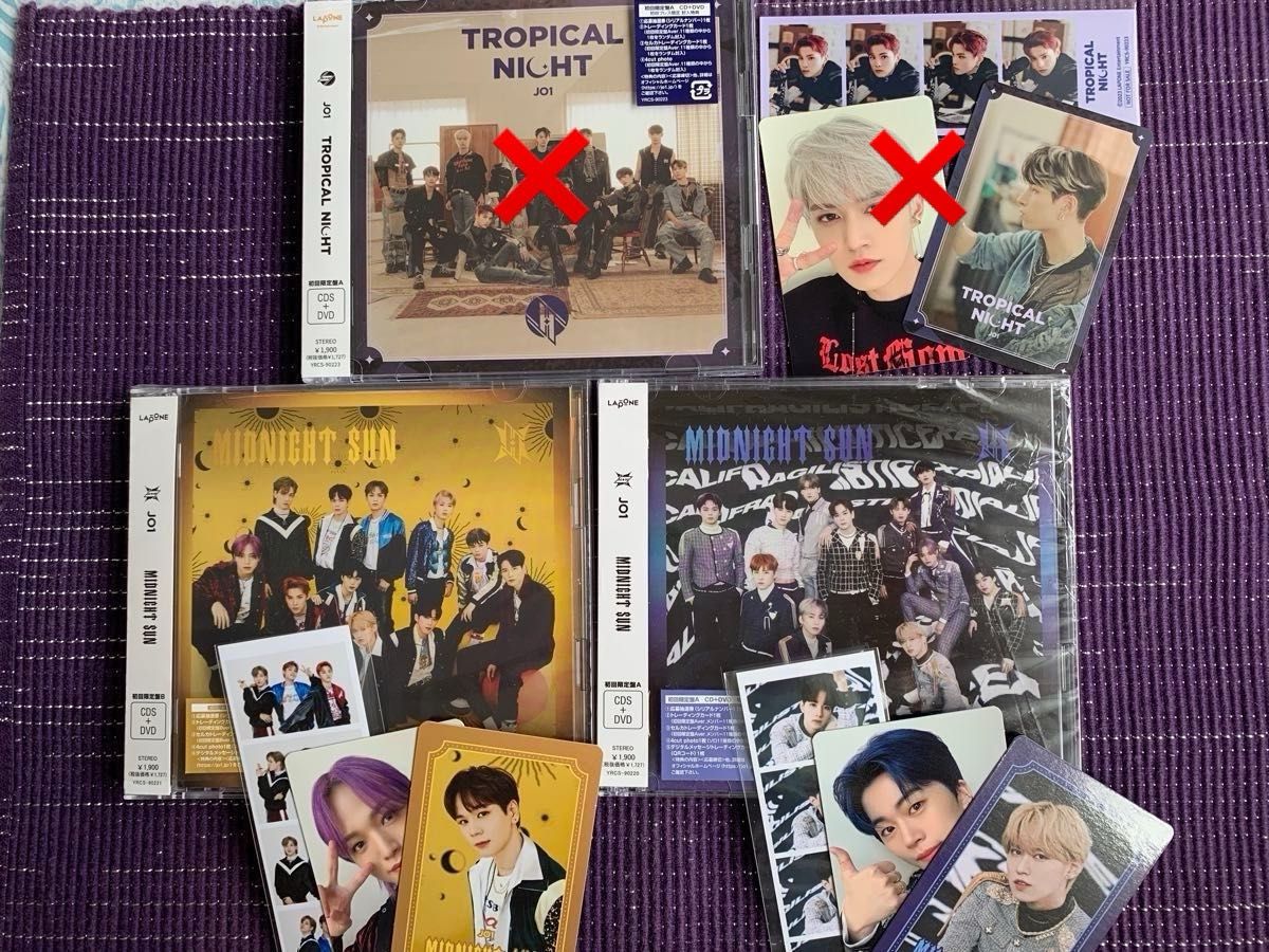 JO1 MIDNIGHT SUN 初回限定盤 A B(CD+DVD)トレカ セルカ 4cut JO1 MIDNIGHT SUN 初回限定盤 A B(CD+DVD)トレカ セルカ 4cut