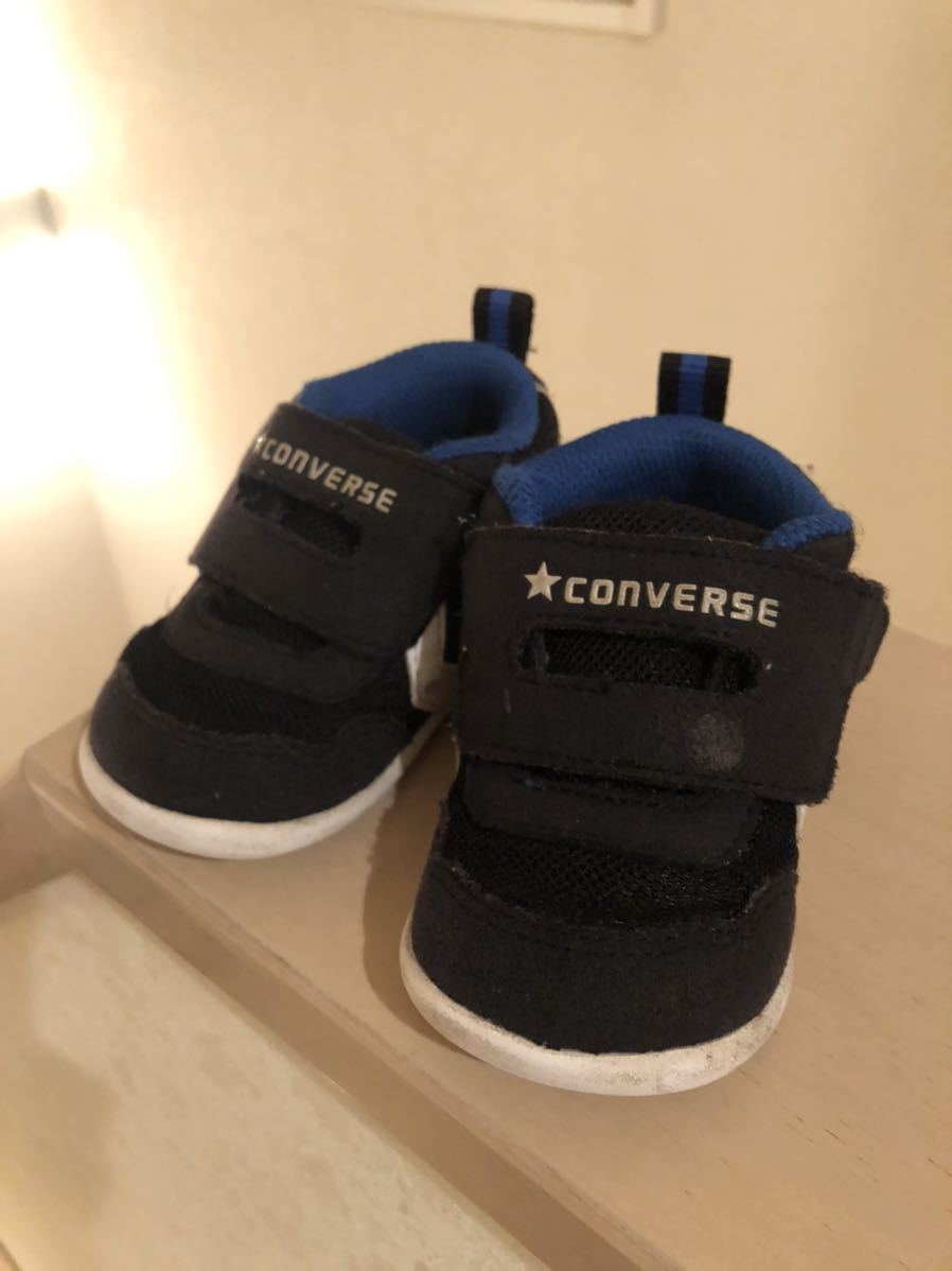 CONVERSE ベビー用スニーカー12.5cm 黒ベロクロ_画像1