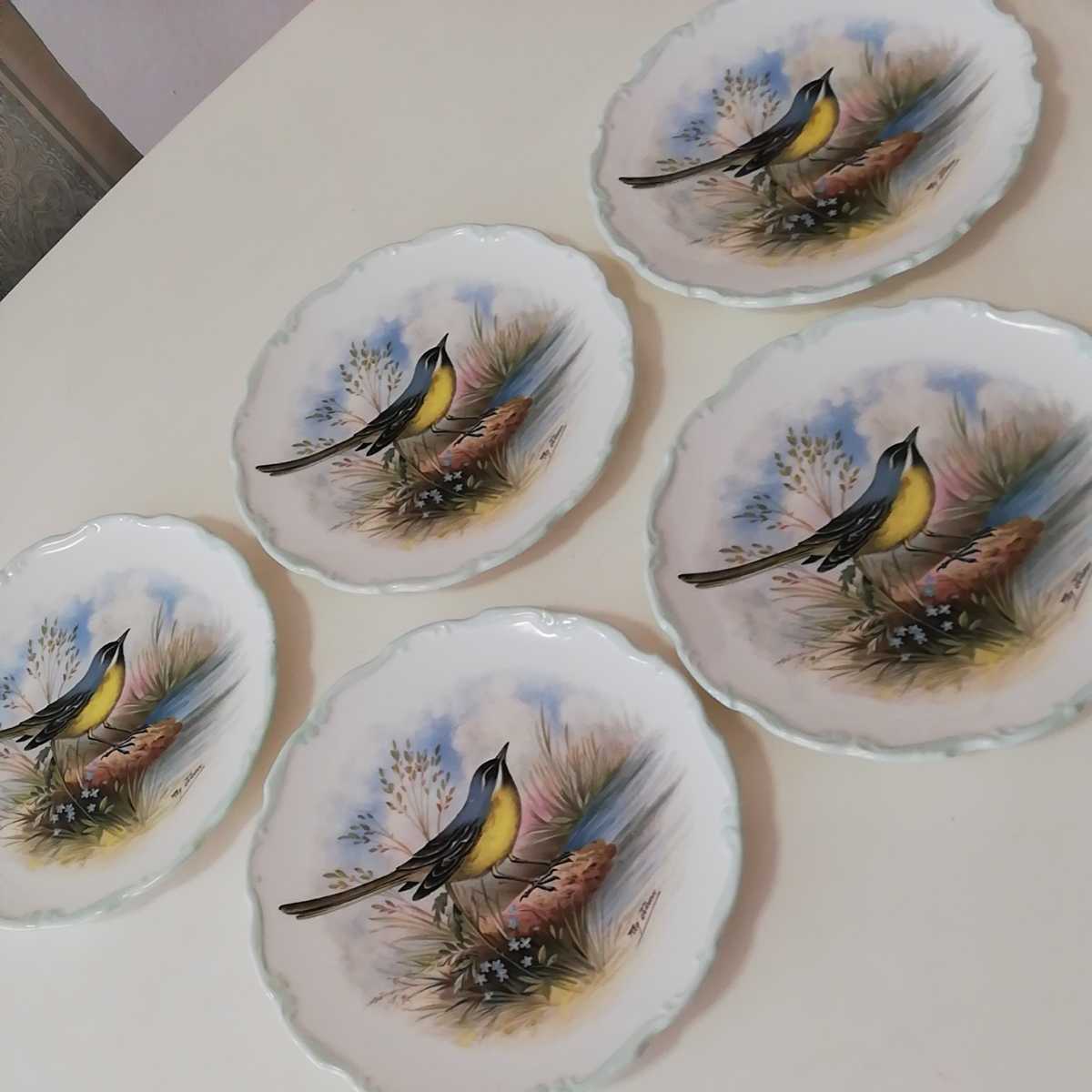 希少!レア】ロイヤルアルバート 鳥の絵図キセキレイ絵 5枚セット 五