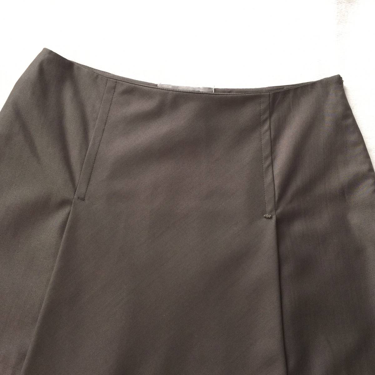  beautiful goods *MAXMARA Max Mara SPORT MAX Sports Max lady's tuck flair skirt 42 large size silk . brown group 