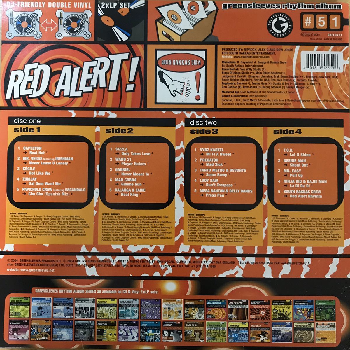 Red Alert Riddim 1Way / V.A Greensleeves 2LP レコード_画像2