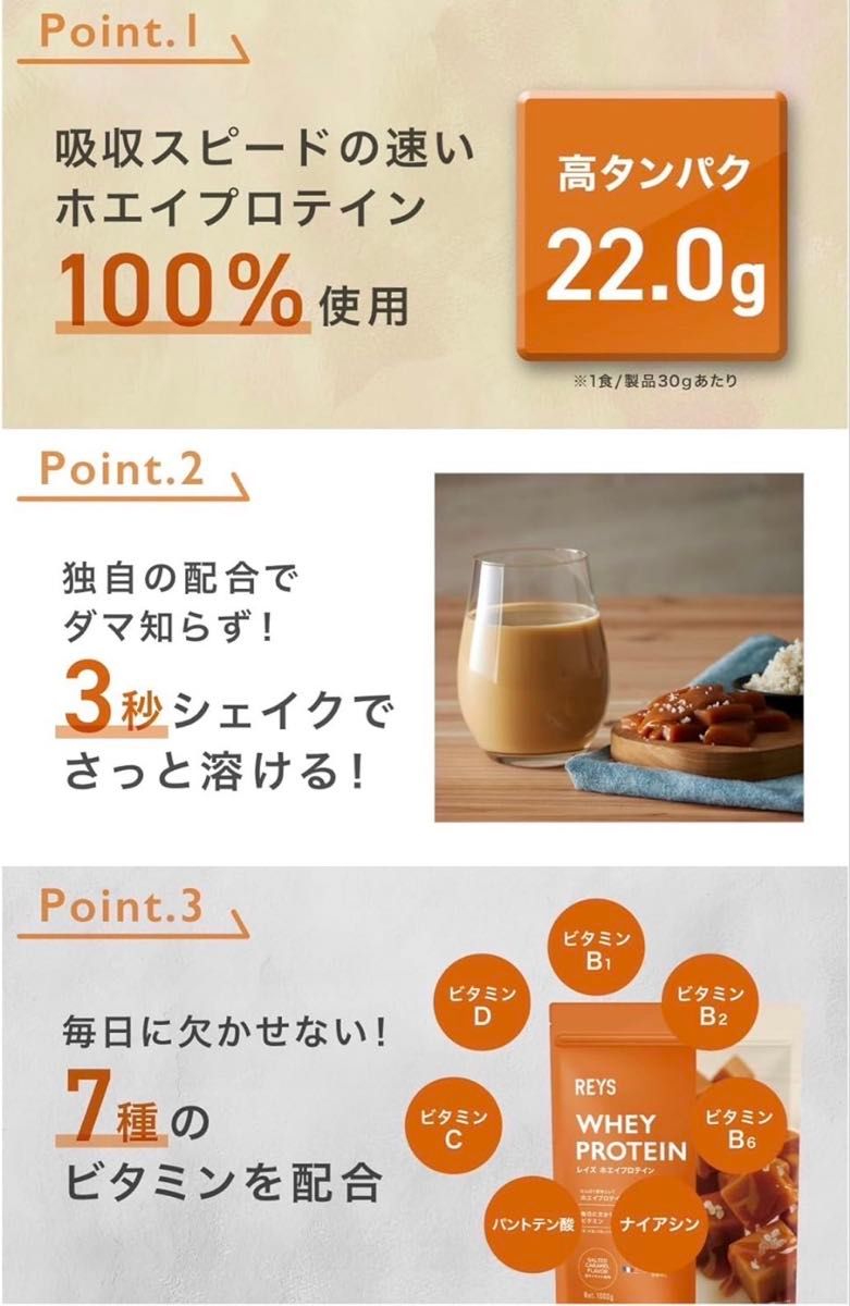 REYS レイズ ホエイ プロテイン (塩キャラメル風味) 1kg 山澤 礼明 監修 1kg 国内製造 ビタミン7種配合