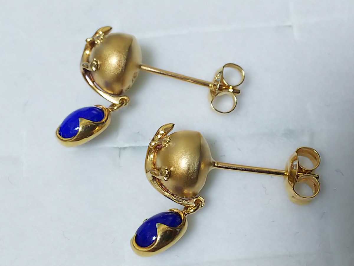 K18/インプレッセ/IMPRESSE/トカゲピアス/青い石/ラピスラズリ