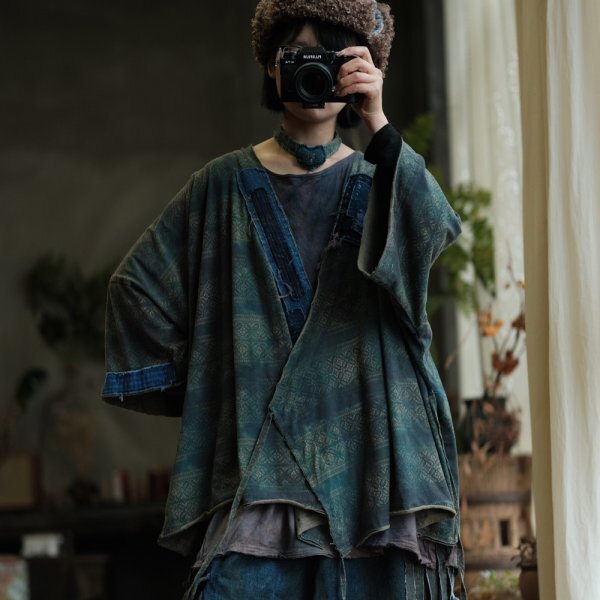 lgn 1696 前開け 袢纏 羽織物 アンティーク風(fēng) カーディガン 洋服ミックス ロマンファッション