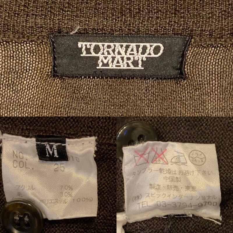 I380 メンズ ニット ラメ糸使用♪ TORNADO MART トルネードマート セーター ブラウン 無地 ボタン ウール 薄手 (6)/ M_画像2