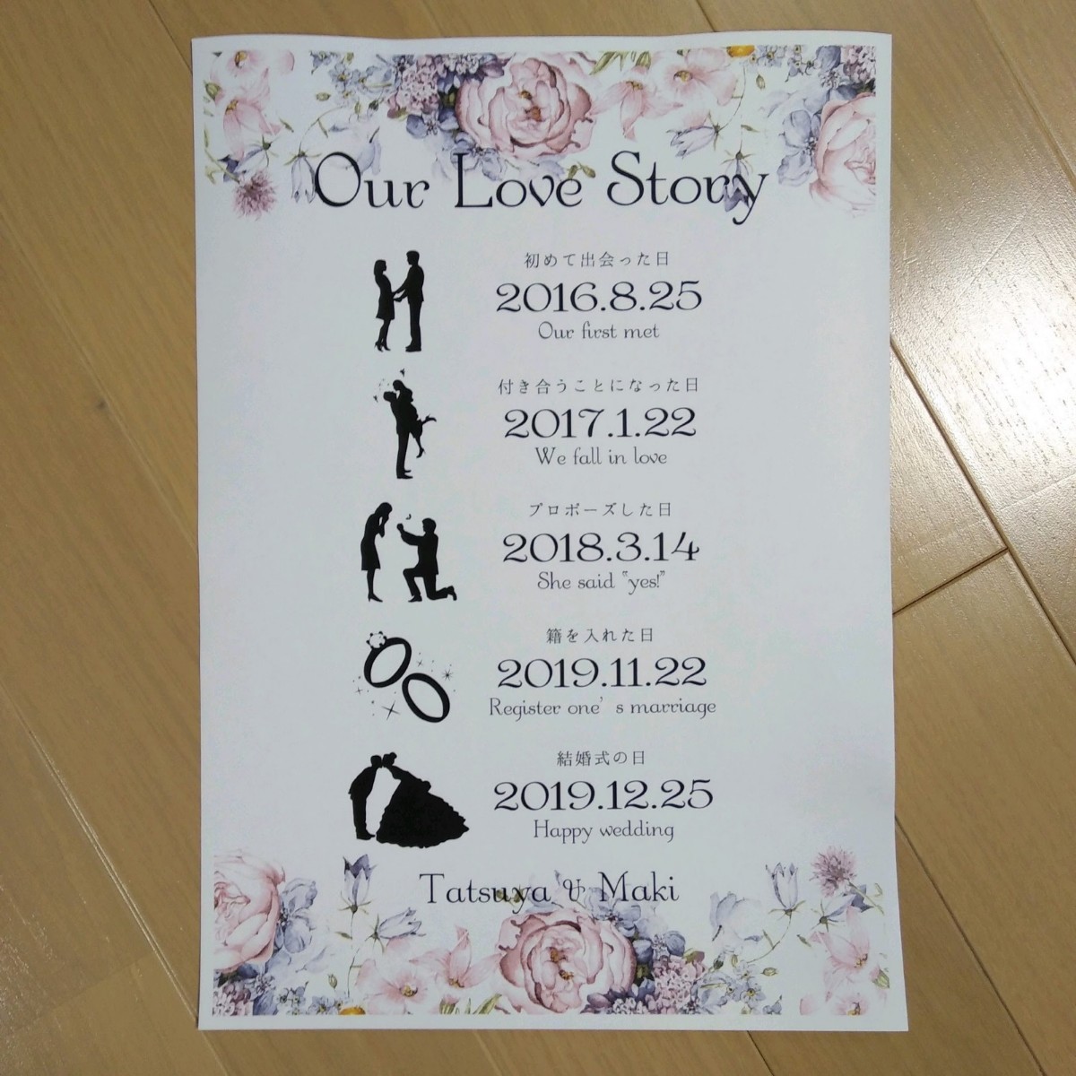 Our love story◎ラブストーリーボード◎シンプル4種◎デザイン4種◎組み合わせ16種類
