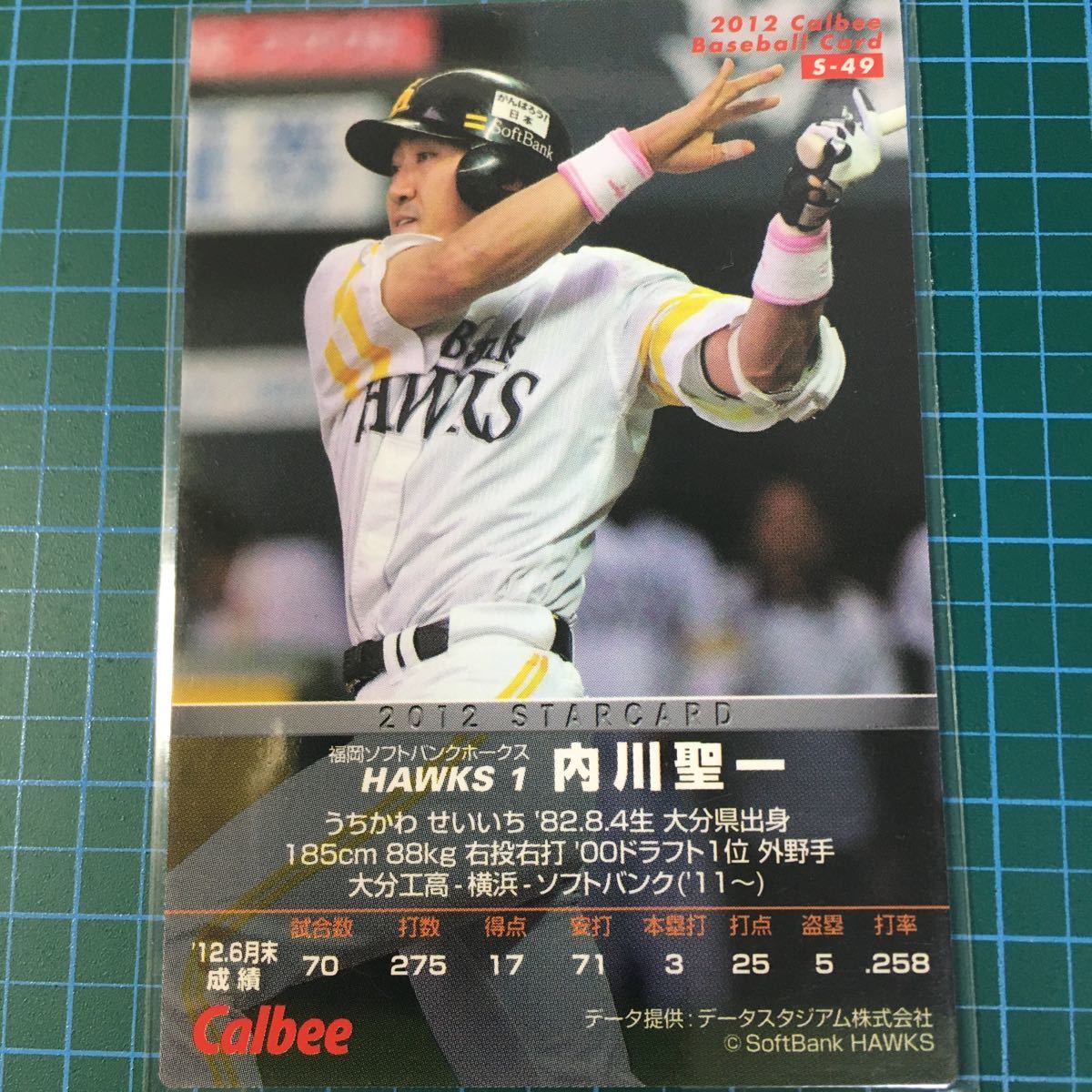 2012年カルビープロ野球チップス/S-49.内川聖一.福岡ソフトバンクホークス.1/スターカード.キラカード_画像2