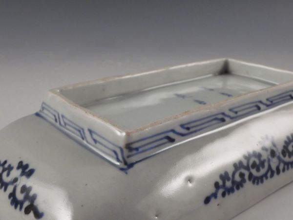 ◇堂◇古伊万里 染付 蛸唐草文 長皿 飾皿 21.5cm 無傷完品 江戸 ◇堂◇古伊万里 染付 蛸唐草文 長皿 飾皿 21.5cm 無傷完品 江戸