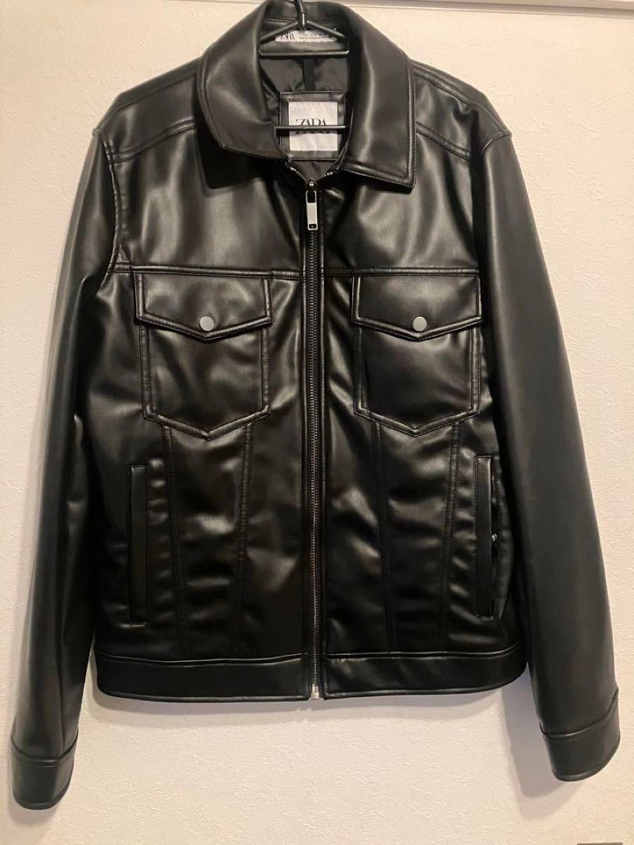 美品】ZARA シングルライダースジャケット レザージャケット 美品】ZARA シングルライダースジャケット レザージャケット