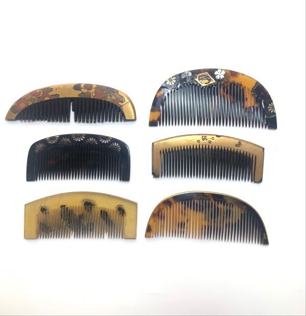 本鼈甲 かんざし 簪 櫛 くし 蒔絵 透し彫 班甲 黒 金彩 べっ甲 6 本鼈甲 かんざし 簪 櫛 くし 蒔絵 透し彫 班甲 黒 金彩 べっ甲 6