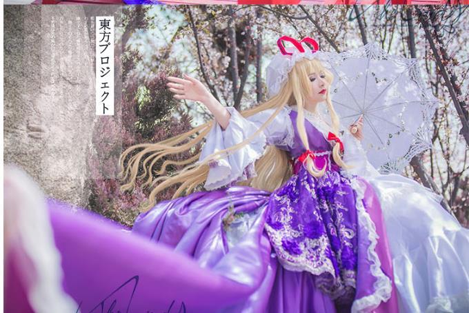 コスプレ衣装 東方Project 八雲紫 西行寺幽々子 1着風(ウィッグ 靴別売り)_画像7