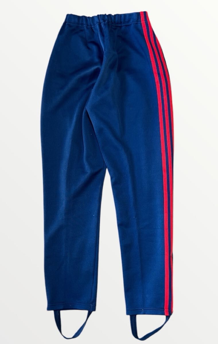 一流の品質 デサント製 アディダス adidas ジャージ下 80's S 紺×赤 ボトムス