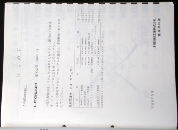  Honda LEGEND E-KA9/1000001- wiring diagram compilation 