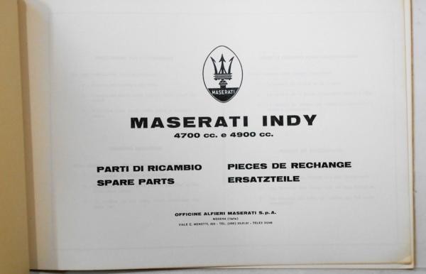 MASERATI INDY 1969-73 SPARE PARTS CATALGUE 希少品。の画像2