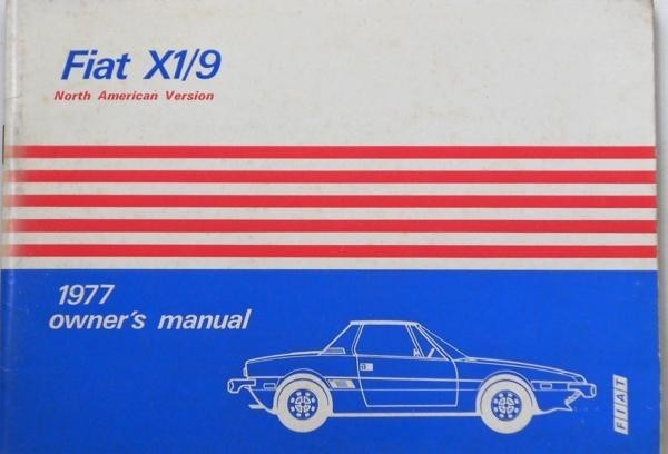 Fiat X1/9 OWNER HANDBOOK USA specification English version 