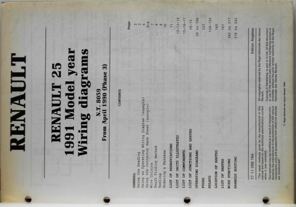 RENAULT 25 Wiring diagrams Model year '1991_画像2
