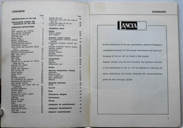 LANCIA β 2-door DOUPE Instruction book \'1975 Северная Америка specification английская версия 