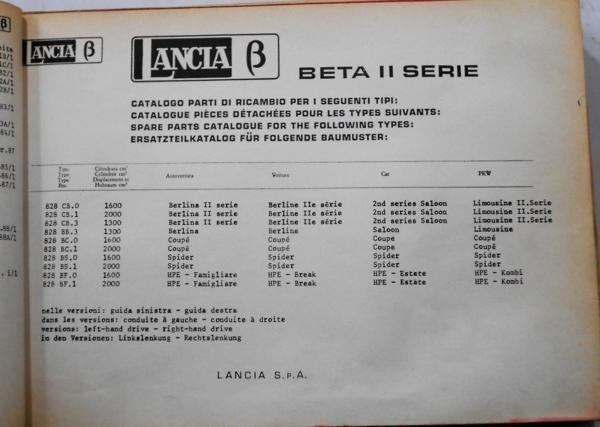 LANCIA BETA II SERIE Berlina,Coupe,Spider/1300,1600,2000cc
