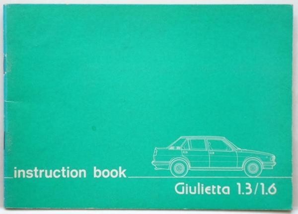 ALFA ROMEO Giulietta 1.3/1.6 OWNERS MANUAL 英語版