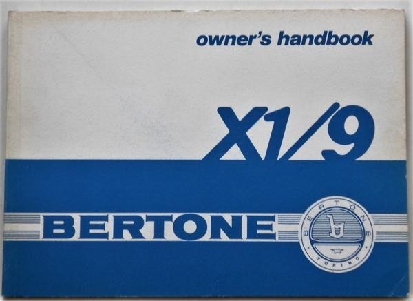 Fiat X1/9 OWNER HANDBOOK English version 