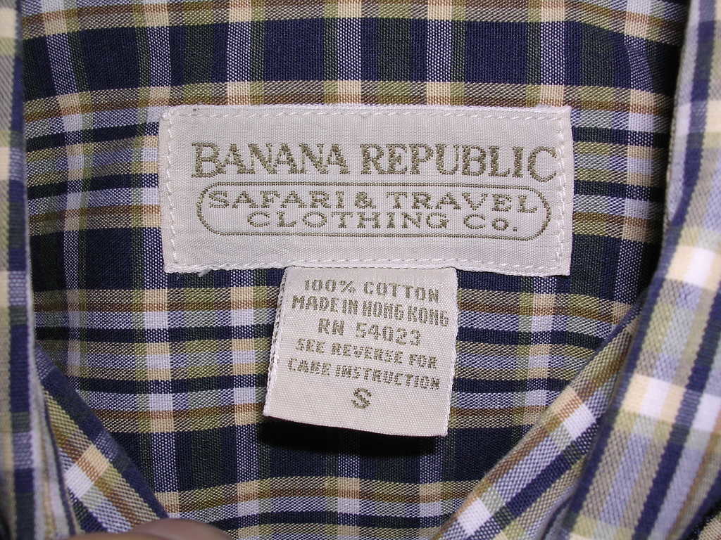 80s 90s OLD BANANA REPUBLIC 半袖BDシャツ S チェック vintage バナナリパブリック サファリ バナリパ_画像6