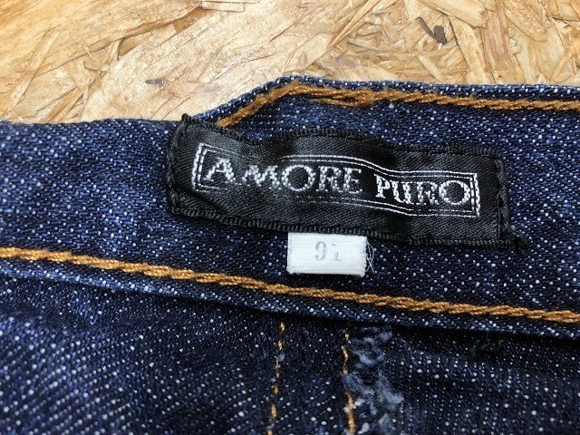 AMORE PURO サイズ91 メンズ デニム ウエストレイヤード USED加工 ハーフパンツ ショートパンツ ショーツ ジップフライ 綿100% ネイビー 紺_画像7