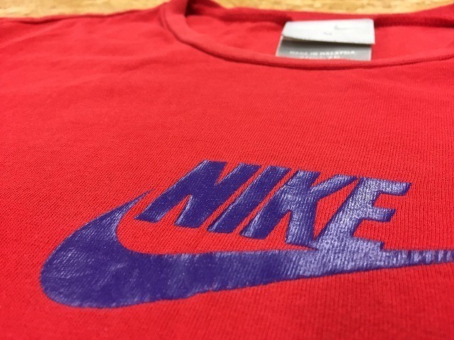 NIKE ナイキ Mサイズ レディース Tシャツ ロゴプリント 丸首 ラウンドネック 半袖 ショートスリーブ カットソー 綿100% レッド 赤_画像5