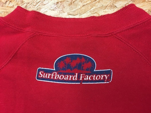 the surf board factory サーフボードファクトリー Mサイズ メンズ スウェットシャツ 両面プリント 裏毛 半袖 カットソー 綿100% 赤 レッド_画像8