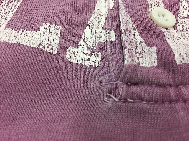 GLOBAL WORK グローバルワーク Lサイズ メンズ ポロシャツ Tシャツ生地 カレッジプリント 半袖 カットソー 綿100% パープル 紫_画像8