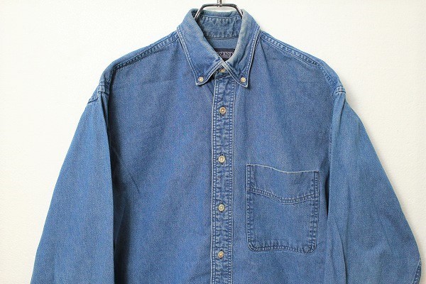 人気が高い デニムシャツ ボタンダウン ランズエンド USA製 90's 長袖 LANDS'END 旧タグ アメリカ製 90年代 (S) Sサイズ 人気が高い デニムシャツ ボタンダウン ランズエンド USA製 90's 長袖 LANDS'END 旧タグ アメリカ製 90年代 (S) Sサイズ
