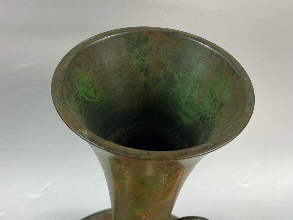 福蔵】銅製 花瓶 金属工芸 高岡銅器 在銘 兼春 花器 インテリア 福蔵】銅製 花瓶 金属工芸 高岡銅器 在銘 兼春 花器 インテリア