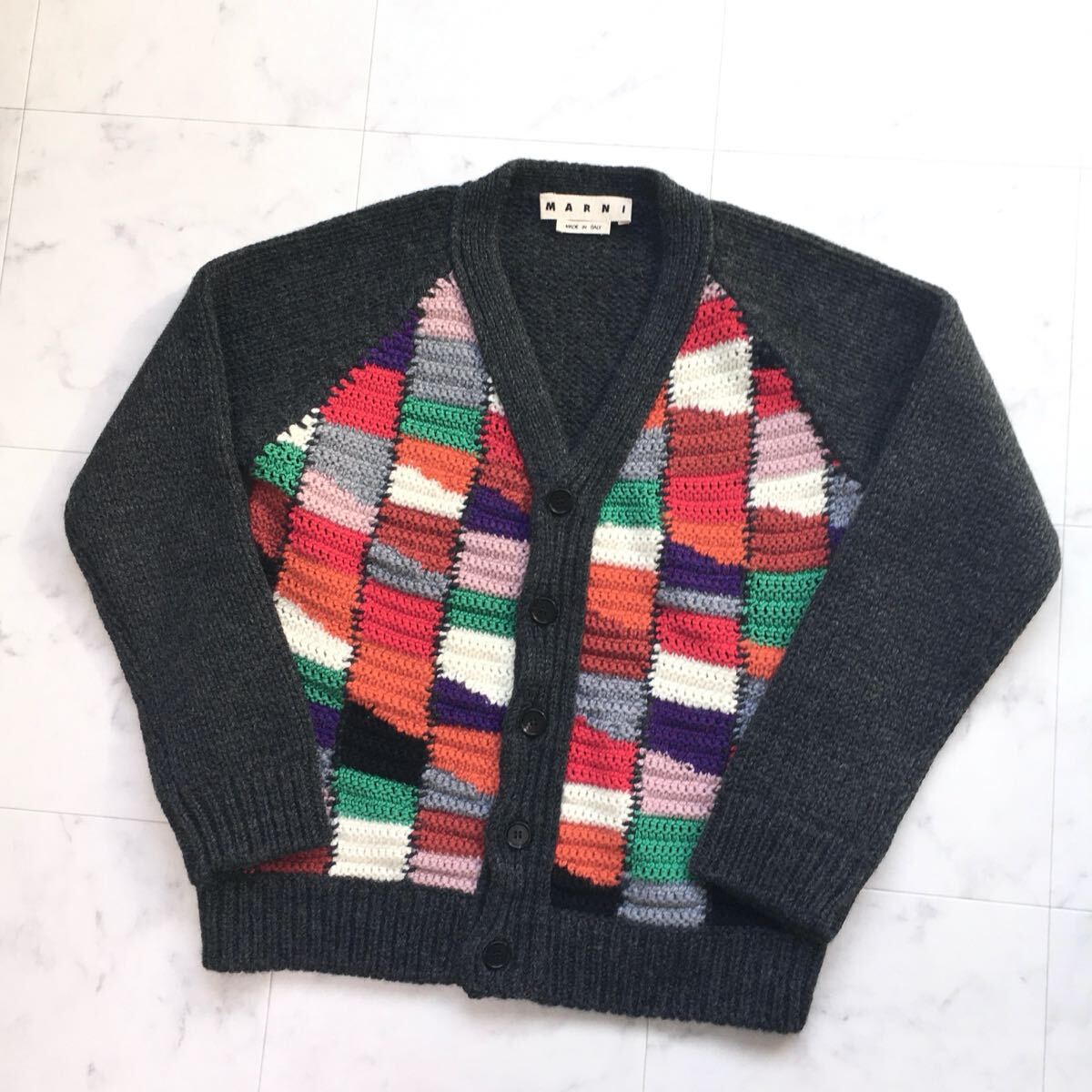 美品 MARNI マルニ パッチワーク ニット カーディガン 送料無料 美品 MARNI マルニ パッチワーク ニット カーディガン 送料無料