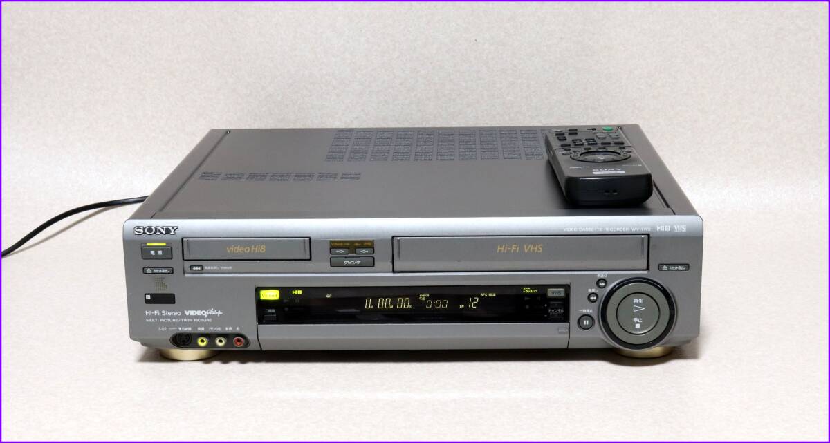 SONY Hi8/VHS Wデッキ 【 WV-TW2 】 専用リモコンCD版説保証付完 SONY Hi8/VHS Wデッキ 【 WV-TW2 】 専用リモコンCD版説保証付完