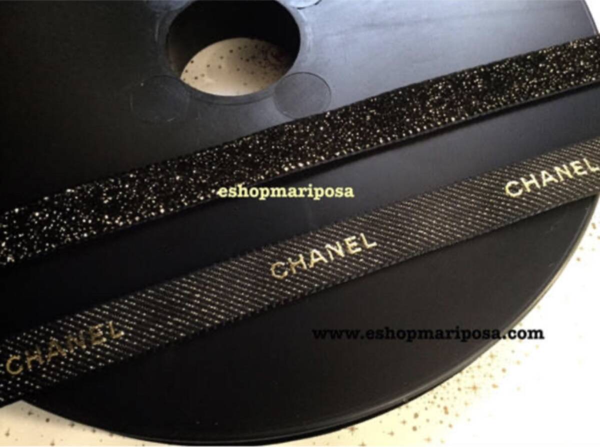 CHANEL シャネルリボン ロール 1巻ごと フルロール ラメ入り 黒 CHANEL シャネルリボン ロール 1巻ごと フルロール ラメ入り 黒
