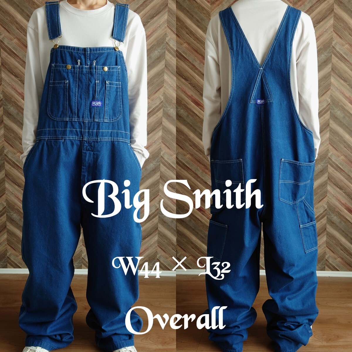 BIG SMITH デニムオーバーオール/サロペット/古着/実寸W44L32 BIG SMITH デニムオーバーオール/サロペット/古着/実寸W44L32