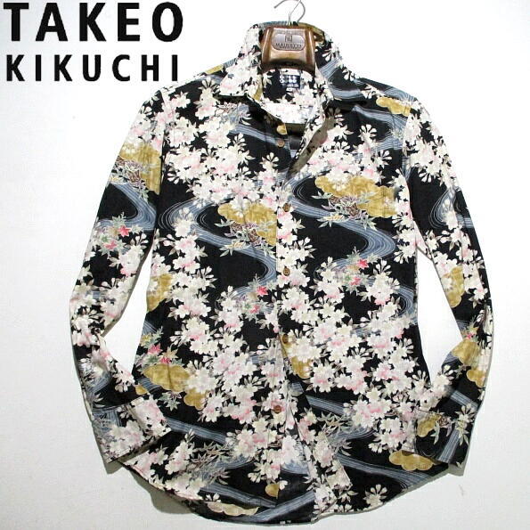 希少品▽ 美品! タケオキクチ 和柄 長袖アロハシャツ 長袖 希少品▽ 美品! タケオキクチ 和柄 長袖アロハシャツ 長袖
