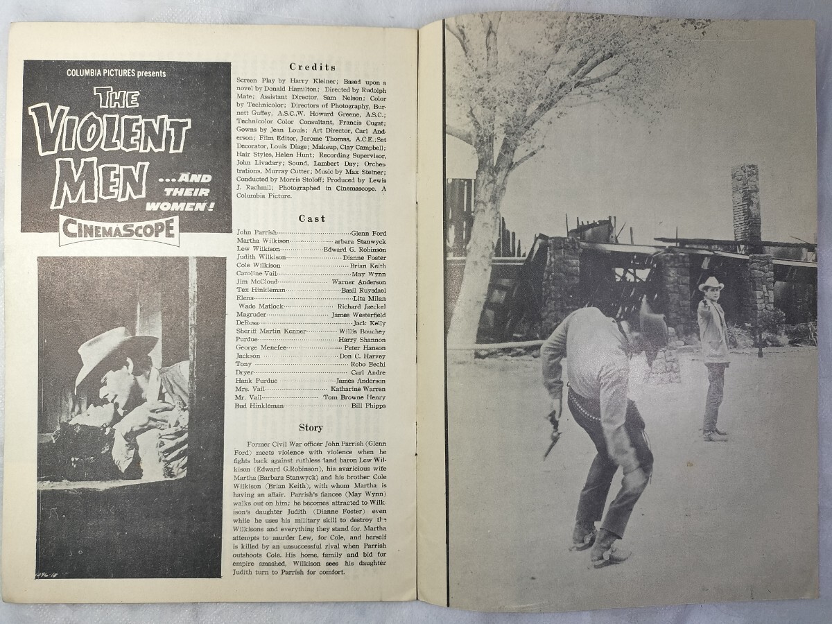 昭和レトロ 映畫パンフレット ブレンフォード主演「欲望の谷 / The Violent Men」1955年 差込み予告チラシ付き