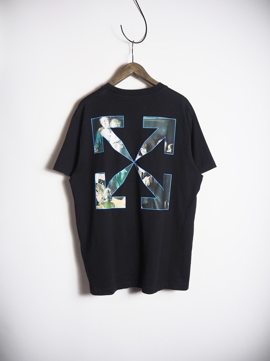 美品 20AW OFF-WHITE オフホワイト OMAA038E20JER005 CARAVAGGIO S/S OVERSIZED TEE カラヴァッジョ オーバーサイズ Tシャツ 黒 316P▲