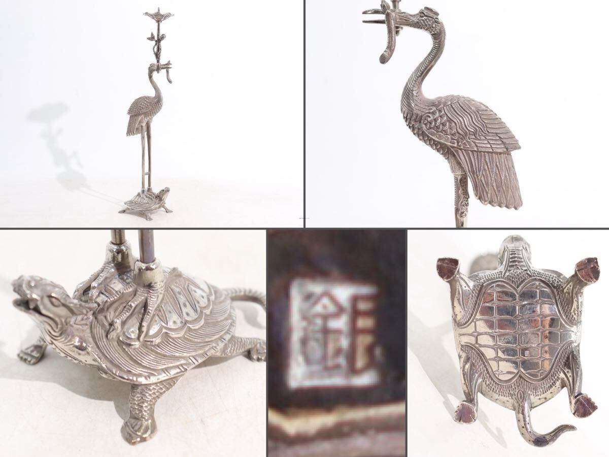 銀 印刻 孔明 底款 三具足 ( 香炉 ・ 燭台 ・ 花入 ) 木箱付 銀 印刻 孔明 底款 三具足 ( 香炉 ・ 燭台 ・ 花入 ) 木箱付